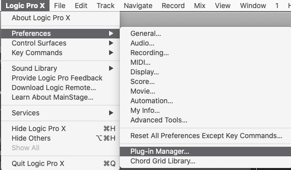 logic pro plugins not showing in plug in manager