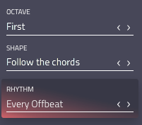 Octave, Shape, and Rhythm dropdowns