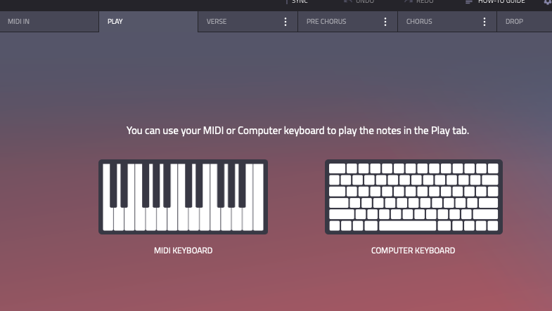 Computer keyboard or MIDI