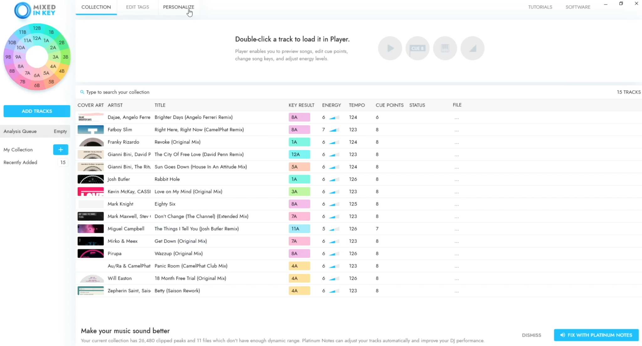 new platinum notes file is missing song details