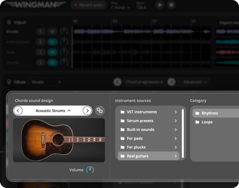Adding a real guitar performance in Wingman
