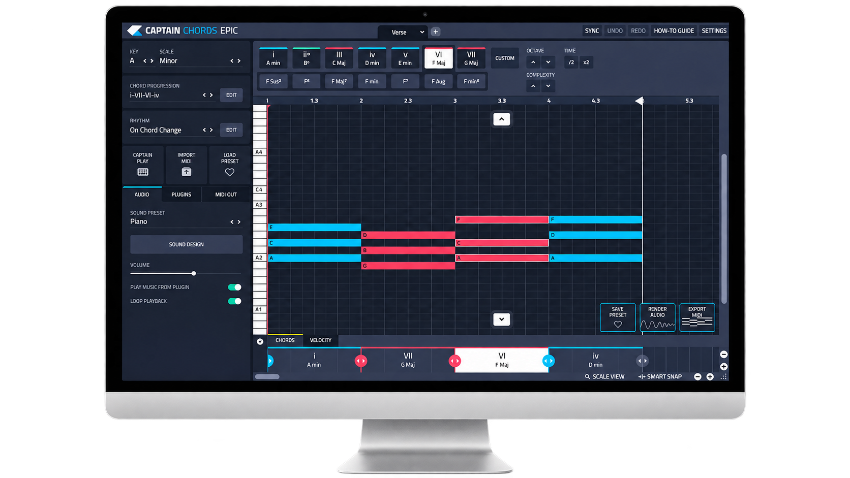 Captain Chords on a desktop display